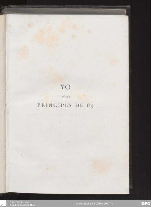 Yo et les principes de 89 : fantaisie chinoise