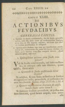 Caput XXIIII. De Actionibus Feudalibus
