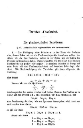 Die planimetrischen Functionen.