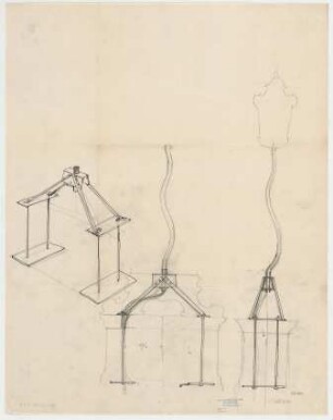Thiersch, Friedrich von; München; Justizpalast - Stehlampe - Entwurf (Perspektive, Schnitte)