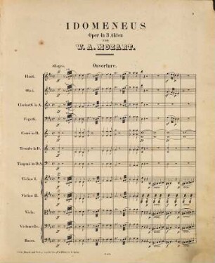 Idomeneo : dramma per musica in 3 atti = Idomeneus