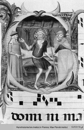 Antiphonar zu Dante Alighieri : Textseite mit historisierter Initiale S: Hiob