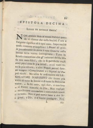 Epistola Decima Leggi Di Sociale Unita'