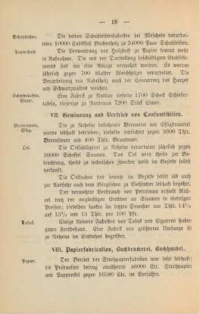 VIII. Papierfabrication, Buchdruckerei, Buchhandel.