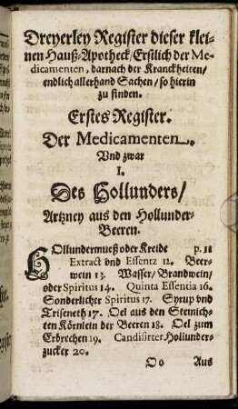 Erstes Register. Der Medicamenten.