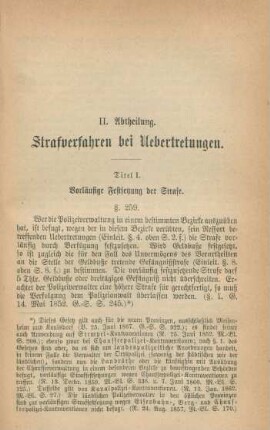 II. Abtheilung. Strafverfahren bei Uebertretungen