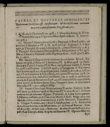 Patres, Et Doctores Agnoscentes [...] Romanam Ecclesiam esse Apostolicam, & Ecclesesiarum omnium matrem eaput primum, Magistram &c.