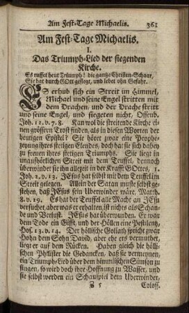 Am Fest-Tage Michaelis. - Am XX. Sonntage nach Trinitatis.