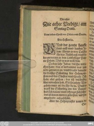Die achte Predigt/ am Sontag Oculi. Vom leiden Christi vor Pilato und Herode.