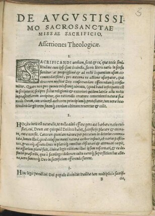 De augustissimo sacrosanctae missae sacrificio : assertiones, quas Clemens Martinaeus Bellodiensis, quarta & ultima responsione causa licentiae, pirastice defendet