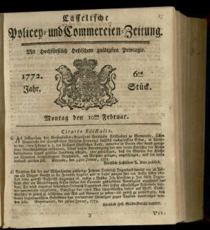 6tes Stueck, Montag den 10ten Februar 1772