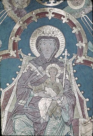 Thronende Muttergottes und die beiden Johannes', umgeben von einem Engelreigen