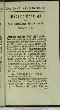 Vierte Predigt von dem christlichen Heldenmuth. Römer 12,2.