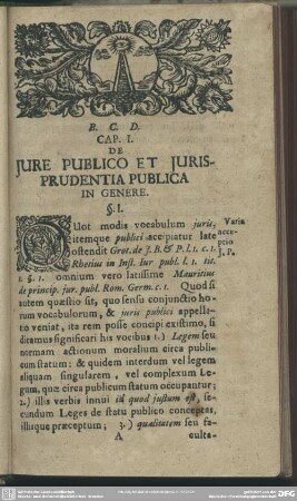 Cap. I. De Iure Publico Et Iurisprudentia Publica In Genere