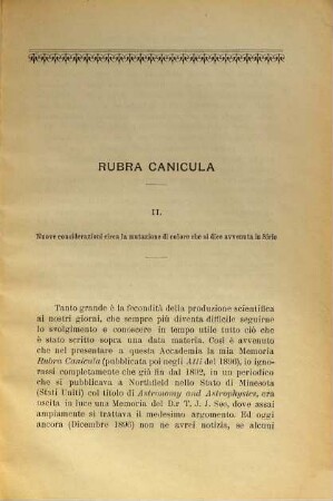Rubra canicula, [2]. Nuovi considerazioni circa la mutazione di colore che si dice avvenuta in sirio
