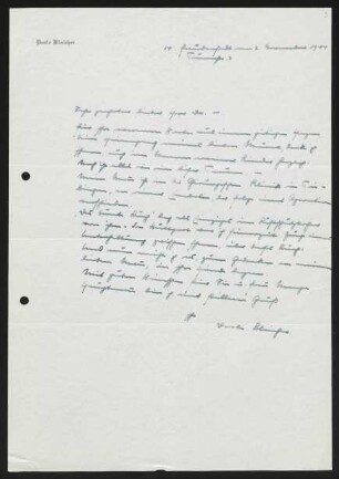 Brief von Dorle Blaicher an Gerhart Hauptmann