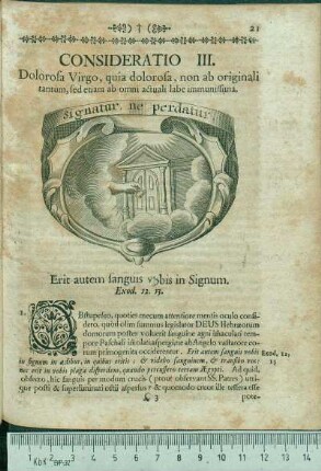 Consideratio III. Dolorosa Virgo, quia dolorosa, non ab originali tantùm, sed etiam ab omni actuali labe immunissima.