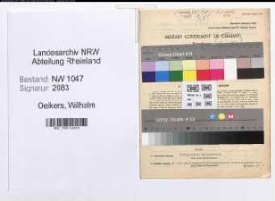 Entnazifizierung Wilhelm Oelkers , geb. 11.04.1900 (Lehrer)
