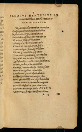 Jacobus hertelius in commendationem Grammaticae