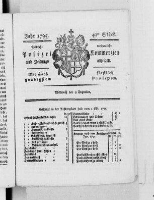 49tes Stück., Ausgabe vom 9. Dezember 1795