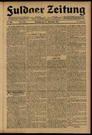 Erste Ausgabe vom Dienstag, den 16. September 1913.