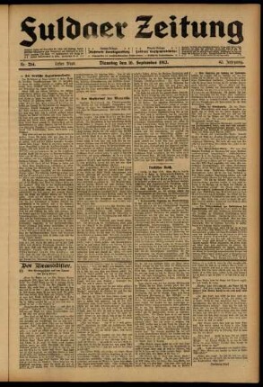 Erste Ausgabe vom Dienstag, den 16. September 1913.