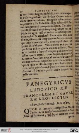 Panegyricvs Ludovico XIII. Francorum et Navarrae Regi dictus