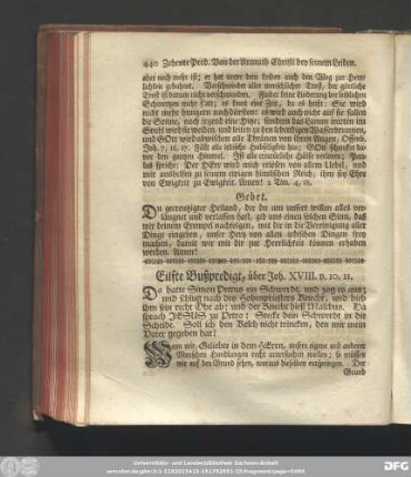 Eilfte Bußpredigt, über Joha. XVIII. v. 10. 11.