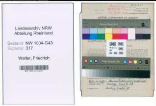Entnazifizierung Friedrich Walter , geb. 03.09.1905 (Verw.Sekretaer)