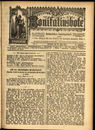 Erste Ausgabe vom Sonntag, den 25. Mai 1902.