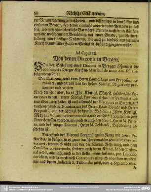 Ad Caput IX. Von denen Diaconis in Bergen
