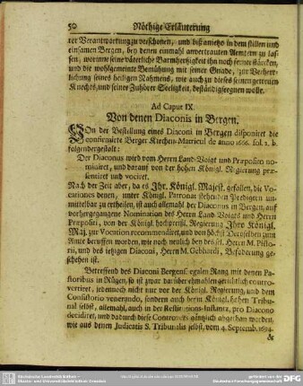Ad Caput IX. Von denen Diaconis in Bergen