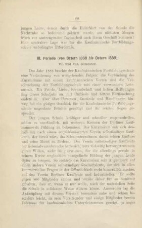 III. Periode (von Ostern 1888 bis Ostern 1889)