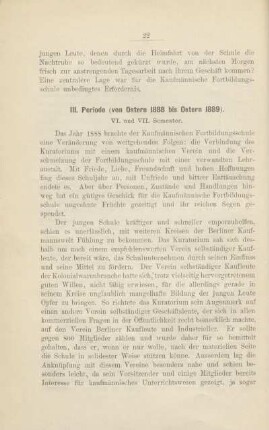 III. Periode (von Ostern 1888 bis Ostern 1889)
