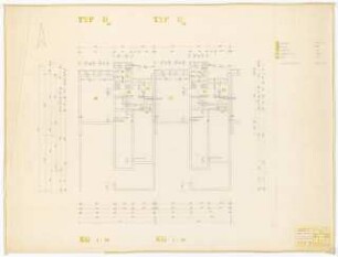 Bundesgartenschau, Karlsruhe 1967 Siedlung Im Eichbäumle: Typ D. Haus 14-18: Grundriss Kellergeschoss 1:50