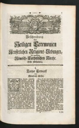 Beschreibung Der Heiligen Ceremonien Und Aeusserlichen Religions-Uebungen, Der sogenannten Römisch-Catholischen Kirche. Erste Abtheilung