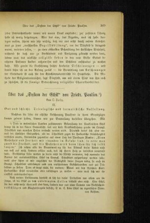 Über das "System der Ethik" von Friedr. Paulsen