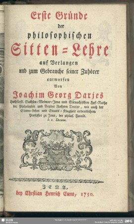 Erste Gründe der philosophischen Sitten-Lehre