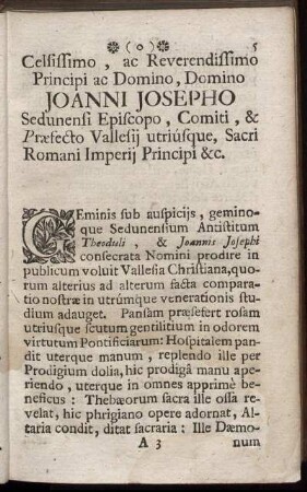 Celsissimo, ac Reverendissimo Principi ac Domino, Domino Joanni Josepho...