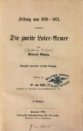 Feldzug von 1870 - 1871 : die zweite Loire-Armee