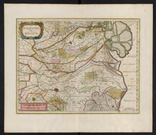 Karte der Region Rovigo, ca. 1:230 000, kolorierter Kupferstich, 1645 : Polesino Di Rovigo. - [Ca. 1:230.000]. - [Amsterdam] : Ioannes Ianssonius, [1645]. - 1 Kt : Kupferst ; 46 x 35 cm. - Maßstab in graph. Form (Milliaria Italica communia, Milliaria Germanica communia)