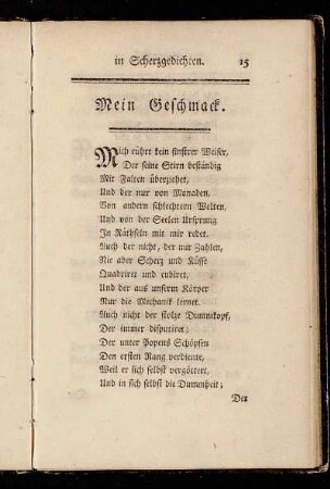 Mein Geschmack.
