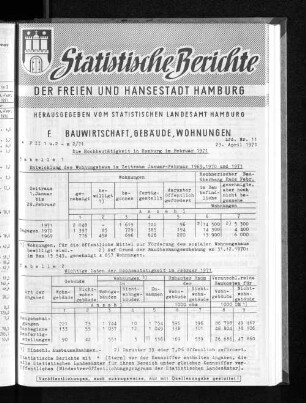 Die Hochbautätigkeit in Hamburg im Februar 1971 : Lfd. Nr. 11