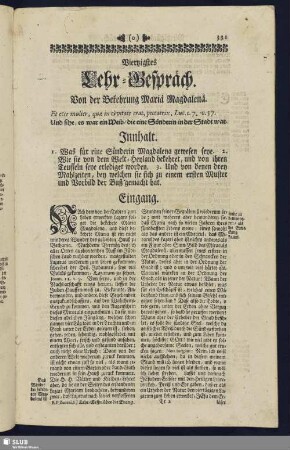 Viertzigstes Lehr-Gespräch. Von der Bekehrung Mariä Magdalenä