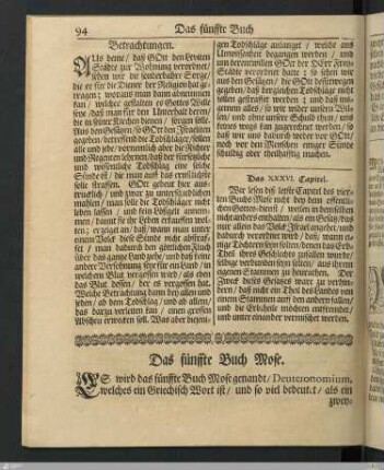 Das fünffte Buch Mose.