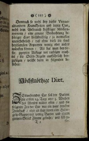 Höchstnöthige Diæt.