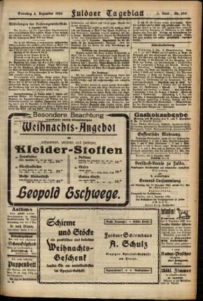 Dritte Ausgabe vom Samstag, den 04. Dezember 1920.