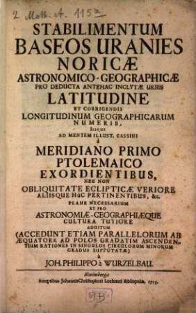 Stabilimentum baseos uranies Noricae astronomico-geographicae