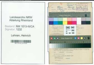 Entnazifizierung Heinrich Lehnen , geb. 05.10.1900 (Schweisser)