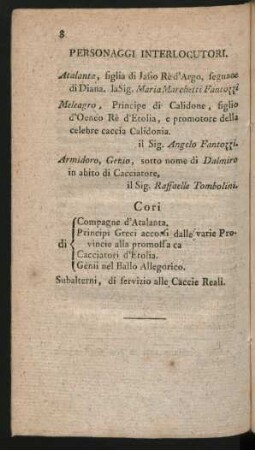 Personaggi Interlocutori [...] = Singende Personen [...]